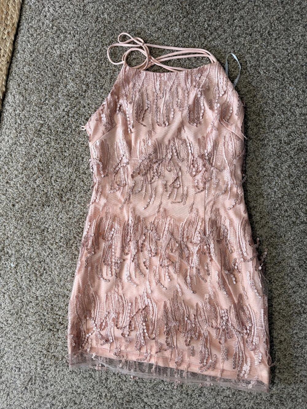 Lulu’s pink corset halter dress EUC m 3318